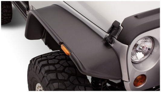 Bushwacker 07-18 Jeep Wrangler Flat Style Flares 2pc - Black