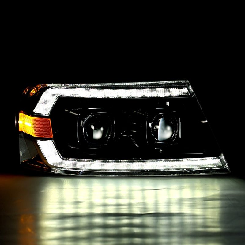 AlphaRex 04-08 Ford F150 PRO-Series Projector Headlights Chrome w/ Sequential Signal and DRL